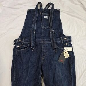 NWT Levi's Premium Denim Dark Wash Utility Bib Overalls. 24W